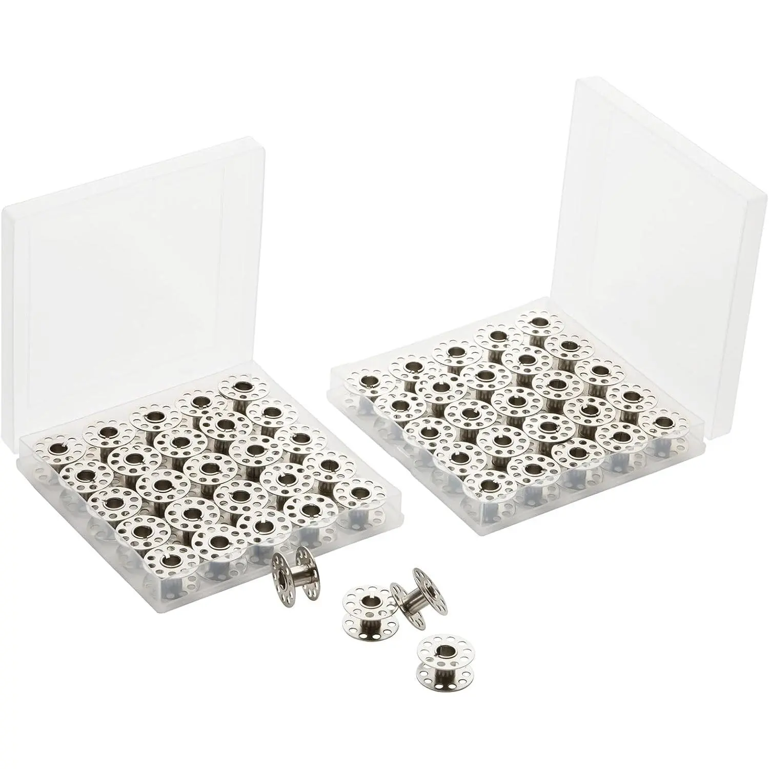 56 count Bobbins Metal Sewing Machine Bobbins with 2 Storage Cases -  Steel Thread Bobbins for   Use Sewing Machine (28pcs/Box)