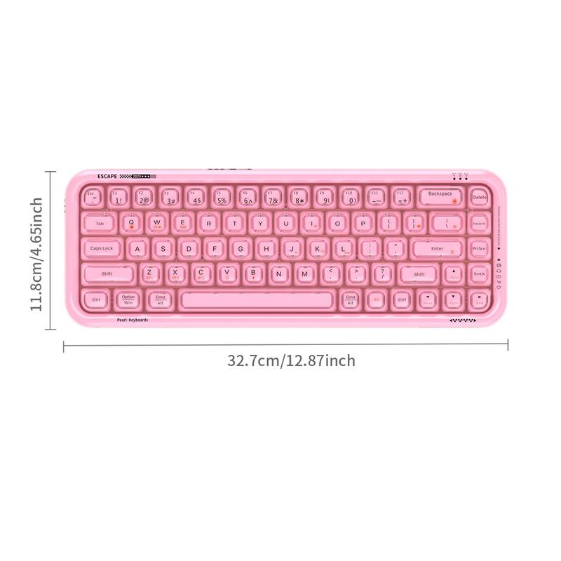 MOFii RGB Gaming Keyboard | 15 Light Effects, Cute Pink Transparent Keycaps, Rechargeable, BT/Wireless/Wired, US QWERTY