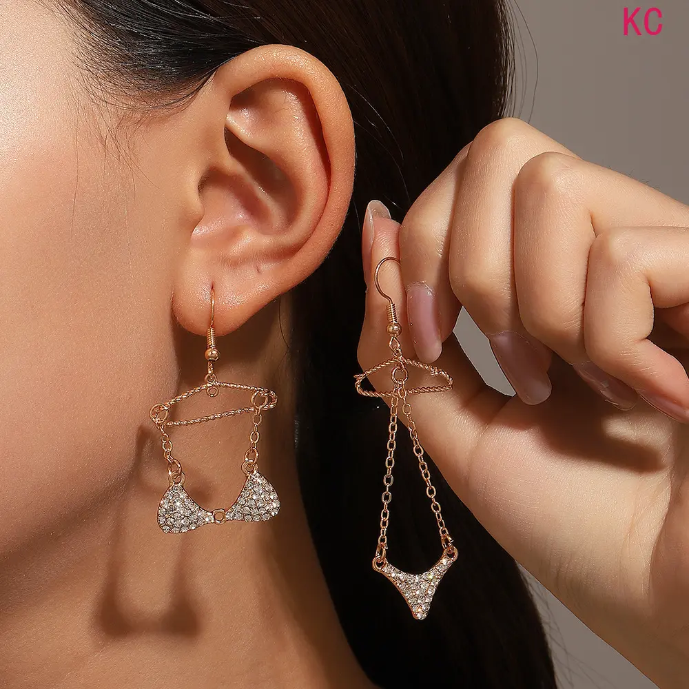 Zircon Bikini Shaped Ear Cuffs For Women, Unique Trendy Fashion Ear Jewelry For Daily Outfits