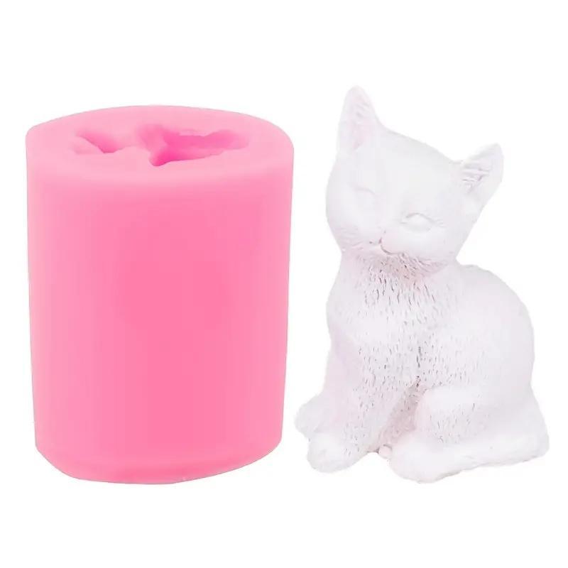 3D Cat Shaped Candle Silicone Mold, 3 Counts Resin Clay Soap Mold, DIY Craft Mold for Decoration and Making Crafts