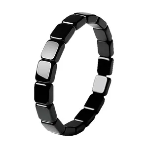 Hematite Bracelet for Men Stone Beaded Bracelet Energy Balance Focus Strength Healing Bracelet for Him Gift Adjustable Bangle