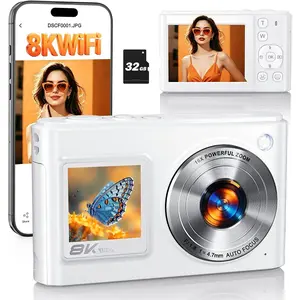 8K Digital Camera for Photography with WiFi, 96MP Autofocus  Screens Selfie Vlogging Camera with 16X Zoom, Compact Point and Shoot Travel Camera for  Teens Beginners with SD Card, 2