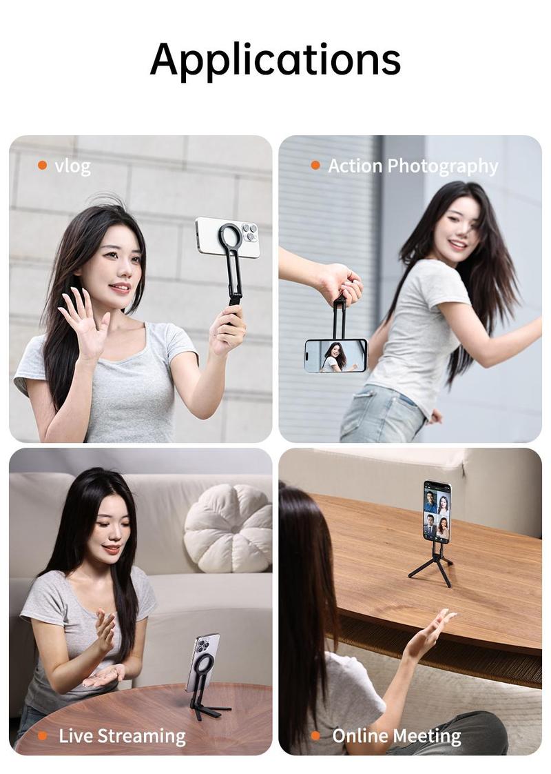 ULANZI Magnetic Phone Stand for iPhone MA30 - Aluminium Smartphone Mini Tripod Foldable Pocket Cell Phone Stand Dual-Sided Magnet Quick Mount Compatible with iPhone 16 15 14 13 12 Magsafe