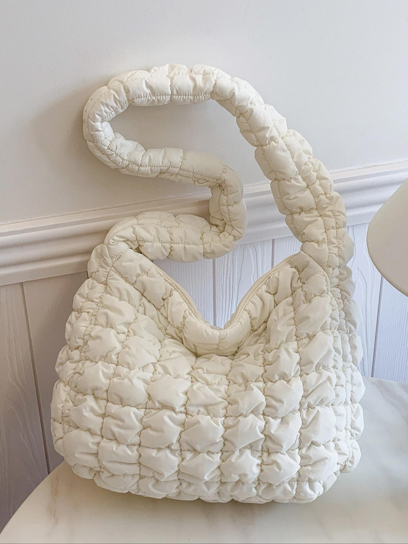 Women's Solid Color Quilted Puffer Crossbody Bag, Fashionable Lady Large Capacity Shoulder Bag for Daily Used, Casual Trendy Versatile High-quality Daily Commuting Bag