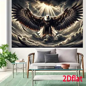 2D flat 1pc Majestic Eagle Wall Tapestry, Polyester 100% Nature-Inspired Art Decor, Versatile for Living Room, Bedroom, Office, Entryway, No Electricity Needed, Seasonal Photography Background for Parties and Photo Sho.