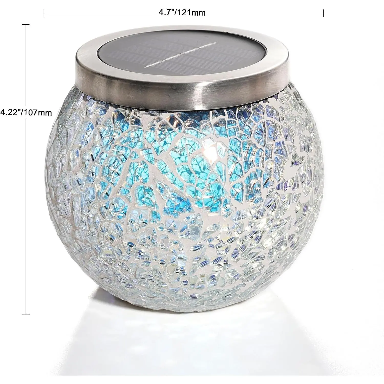 2 Pack Gift for her him Heavy Solar Mosaic Crackle Glass Lights with Dual Solar Panels, Color-Changing RGB Lantern, Exclusive Dazzling Glass, Waterproof Outdoor Table Lamps Garden Lamp