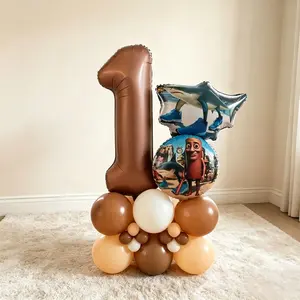 27-Piece Italian Brain Rot Theme Balloon Set, Includes 32-Inch Chocolate Color Number Mylar Balloons, Perfect for Birthday Parties and Halloween Decor