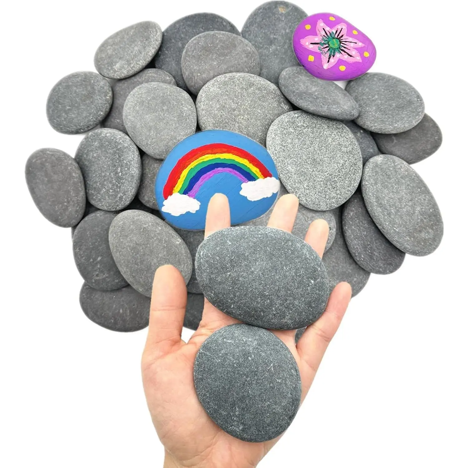 30 count Painting Rocks, 2"-3" Inches DIY Rocks Flat & Smooth Kindness Rocks for Arts, Crafts, Decoration,  River Rocks for Painting,Hand Picked for Painting Rocks
