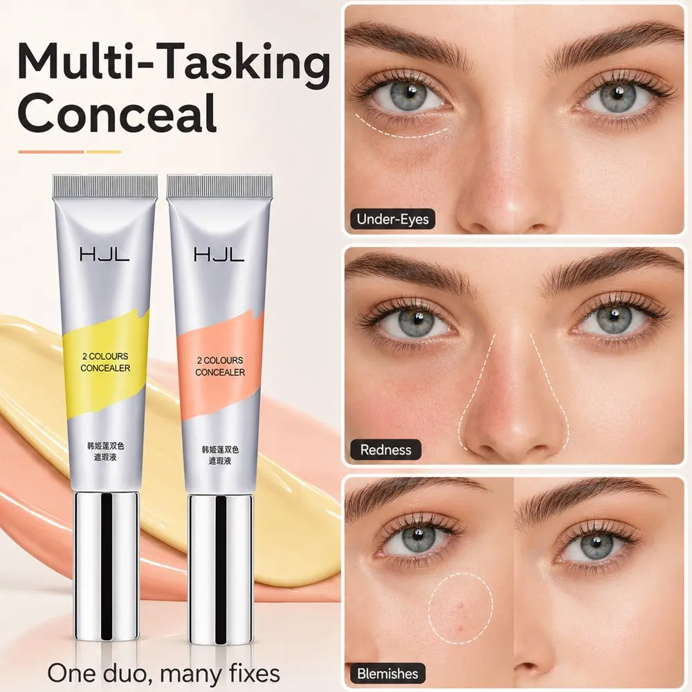 Dual Tone Eye Concealer Set, Covers Dark Circles, Crow's Feet, Blemishes, Affordable Flawless Makeup, Daily Use, Stick Formulation