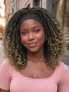 14inch Goddess Faux Locs Headband Wig, Faux Locs Wigs, Synthetic Wig with Headband, Heat Resistant Hair for Daily Party, Stylish and Versatile