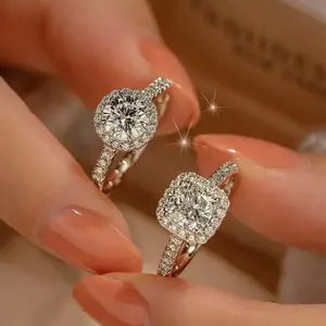 s925 silver imitation moissanite ring for women 1 carat DDJZ0037 adjustable couple's ring jewelry