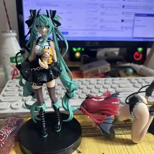In stock Anime Hatsune Miku Cos Raccoon Demon Cat Ears Cinnamoroll Kawaii Miku Girl Anime Figure PVC Collection Model Doll Toy