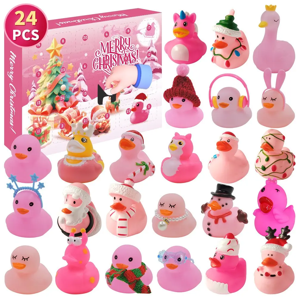 24 Pack Varieties of Surprise Rubber Ducks, Gift Box Advent Calendar Duck Christmas 2026, Fun Holiday Countdown Gifts fo Rubber Ducks in Bulk,stocking gifts, Car Duck,  Duck for Pool, Party Favors, Birthday Gifts, Classroom Incentives,  2.3 in Floater Duc