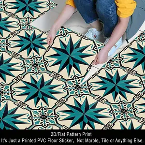 2D/Flat, 10pcs Classic Pattern Vinyl Floor Leather Stickers - Warm Colors European Retro Style Design Home Decoration Stickers, Ideal Choice for Kitchen And Bathroom, Size 11.81X11.81 Inches (30 X 30 Cm). Can Be Used in Bedrooms, Balconies