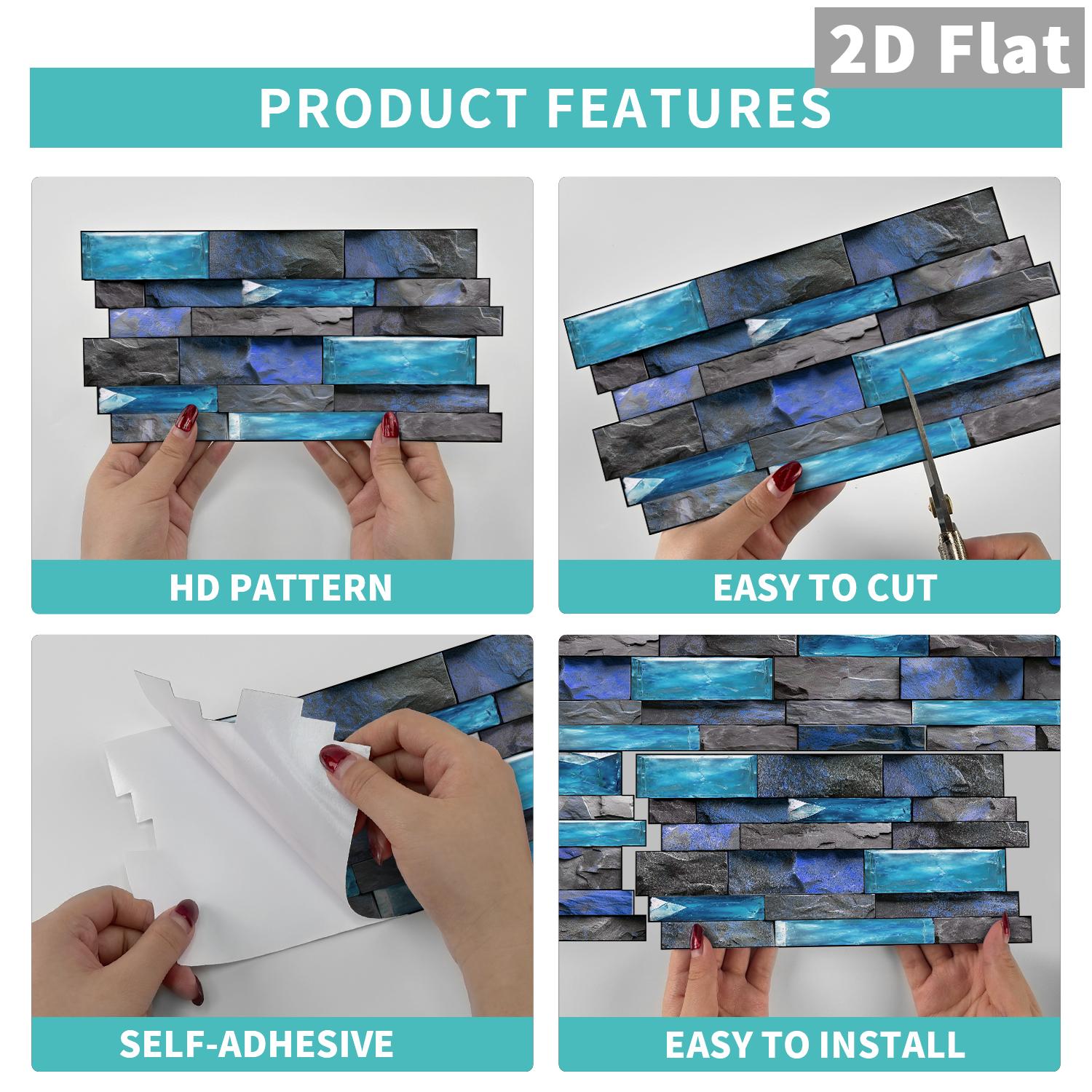 12/24/48 Sheets Tile Stickers,High Quality Look, DIY Easy,Striped Marble Peel & Stick Tile Stickers - Waterproof Wall Sticker Square Backsplash For Kitchen Bathroom Home