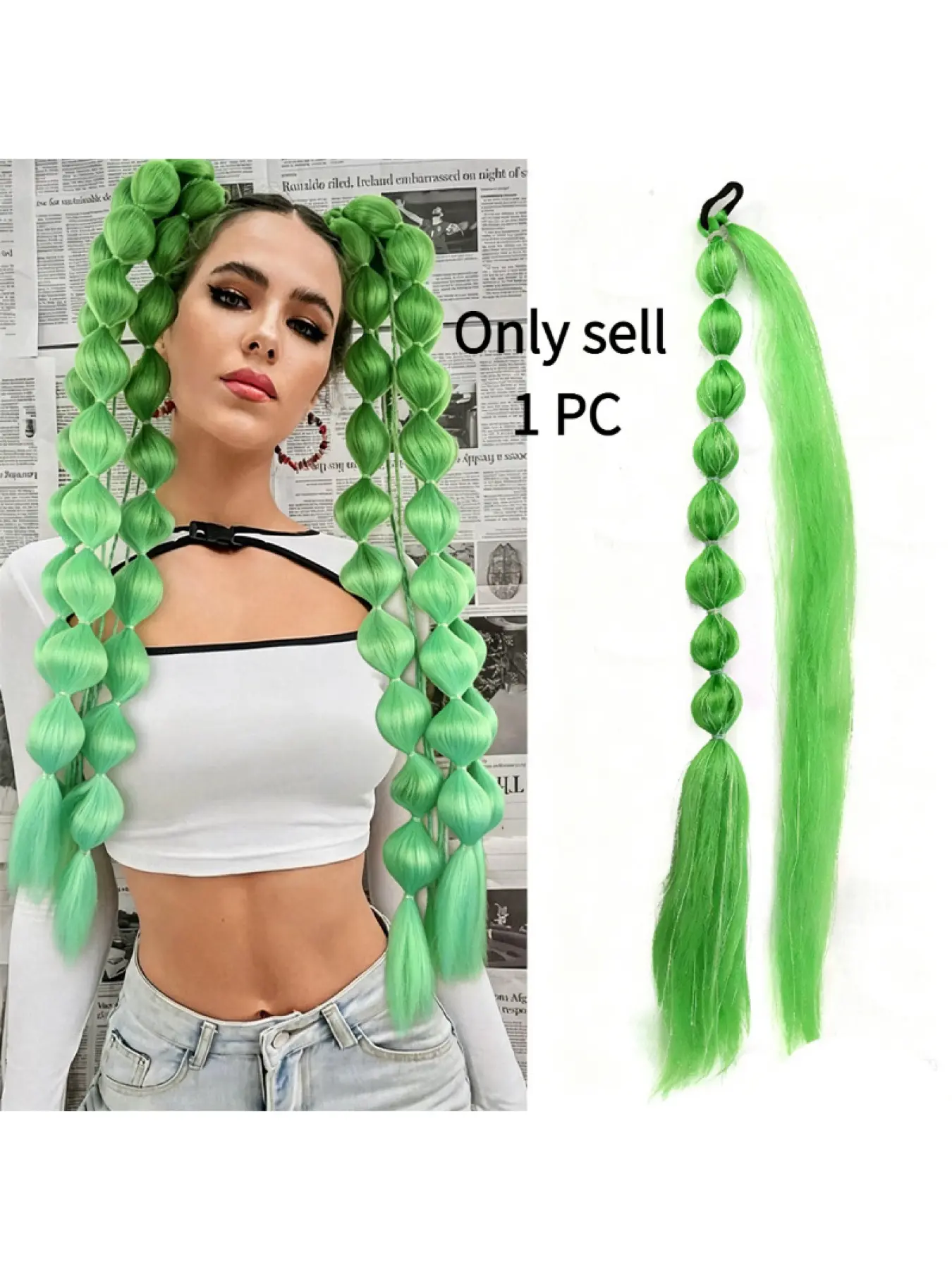 Lantern Braid Hair Extensions for Women Laser Silk Bubble Braids Ponytail Hair Accessories Stylish Fake Braids for Festival Cosplay Daily Wear