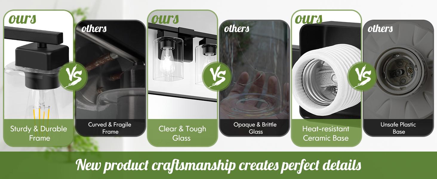 6-Light Bathroom Light Fixtures, Modern Black Vanity Light, Bathroom Lighting Fixtures Over Mirror, Matte Black Bathroom Wall Lamp, Wall Lights for Living Room Bedroom Hallway