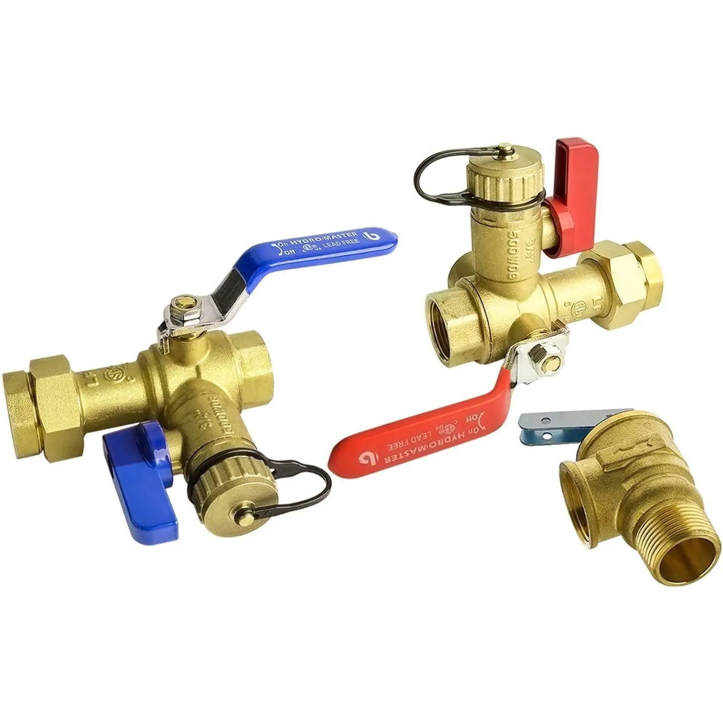 Tankless Water Heater Service Valve Kit with Pressure Relief Valve 3/4-Inch IPS Isolator Clean Brass