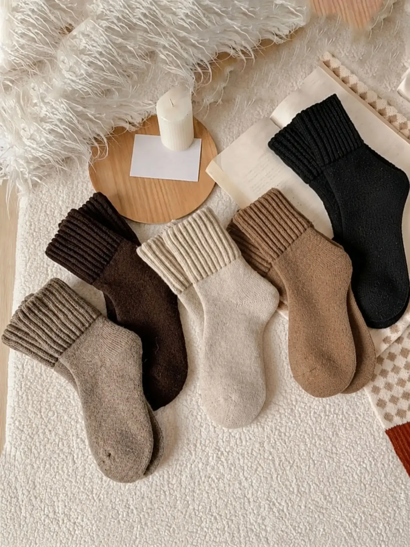 Women's Solid Mid-calf Socks, Casual Soft Comfy Warm Knit Socks for Fall & Winter, Women's Socks for Daily Wear Women's Solid Mid-calf Socks, Casual Soft Comfy Warm Knit Socks for Fall & Winter, Women's Socks for Daily Wear