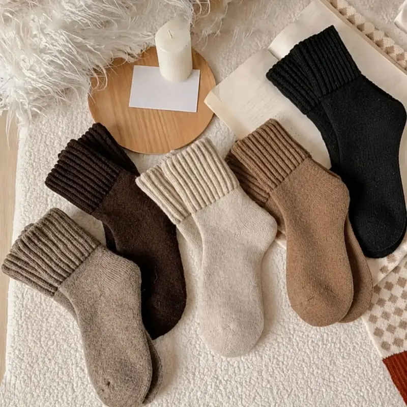 【Black Friday】Women's Solid Mid-Calf Socks, Casual Stylish Socks, Casual Soft Comfy Warm Knit Socks for Fall & Winter, Women's Socks for Daily Wear