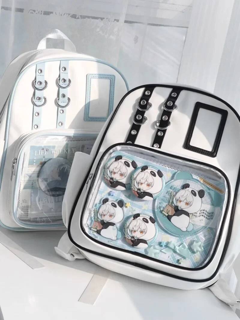 Y2K Cute Mini Backpack Women Fashion ItaBag Sweet Girl Transparent Rucksack DIY Personality Display Knapsack Lolita Shoulder Bag