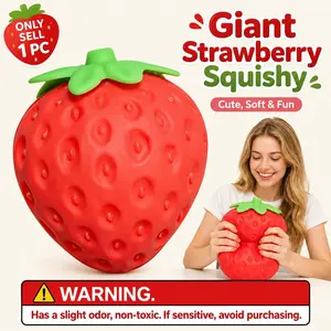 Giant Strawberry Squishy, Strawberry Squishy Squeeze Toy, Realistic Strawberry Slow Rising Stress Ball, Fruity Fidget Toy for Stress Relief, Anxiety Relief Sensory Squishy Toy for Adults Kids, Party Favor & Desk Decor