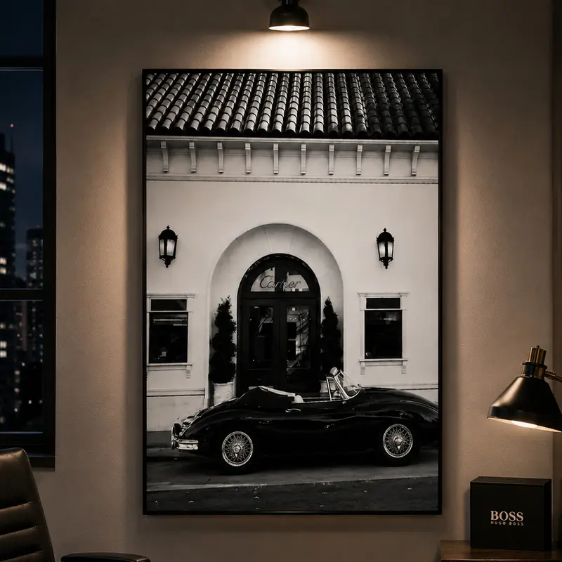 Vintage Luxury Car Wall Art, Black and White Fashion Store Poster, Classic Automobile Photography Print, Luxury Lifestyle Decor, High Fashion Wall Art, Minimalist Monochrome Artwork, Garage Decor, Auto