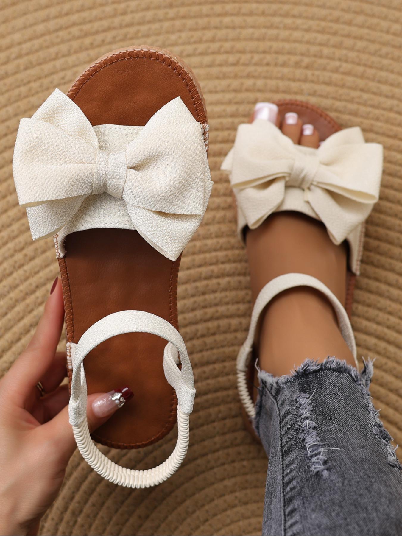 Women's Bowknot Design Flat Sandals, Casual Open Toe Sandals for Summer, Lightweight Breathable Comfortable Strap Slides Shoes for Daily Wear, Ankle Strap Sandals, Shoes For Summer