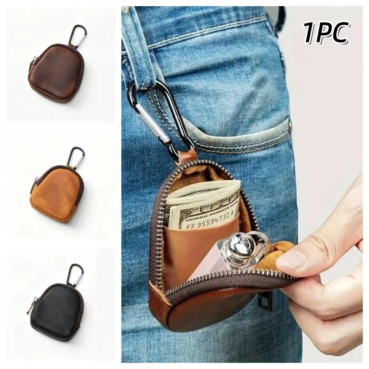 Luxury Retro Key Wallet, 2026 New Unisex Multi-Functional Storage Bag, Zipper Wallet, Soft PU Leather, Holds Earbuds, Keys, Coins, Portable Coin Purse