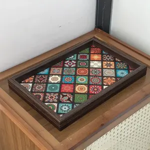Bohemian Leather Tray Exotic Home Decor Jewelry Organizer Living Room Desktop Storage Entryway Tea Tray for Home Office