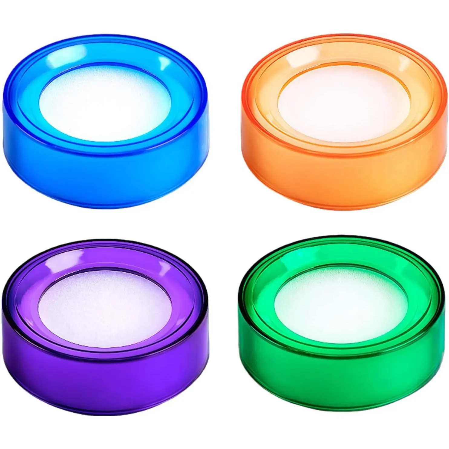 4Pcs 2.7x1Inch Round Finger Wet Sponges with Plastic Case Counting Moisturizing Tool for Banknotes Cash Documents Finance Office 4 Colors