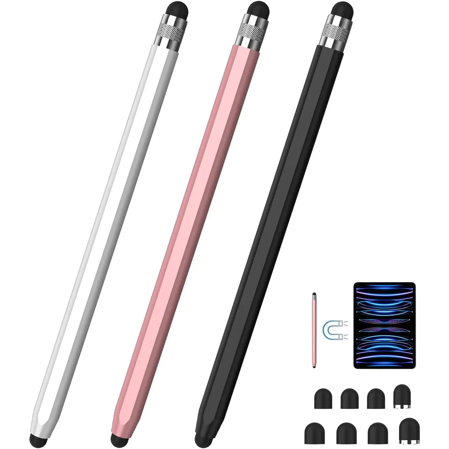 2-in-1  Capacitive Stylus Pen for  Screens | -ended with precision tip, & sensitivity stylus pens, for tablets  touchscreen devices,3 pack