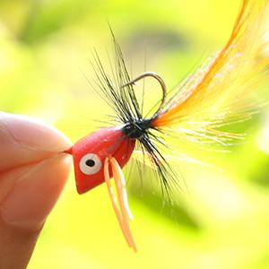 12 pcs Fly Fishing Popper Flies, Fly Popper Lures Bass Panfish Bluegill Crappie Popping Bug Sunfish Trout Salmon Poppers Flys Kit for Flys Fishing