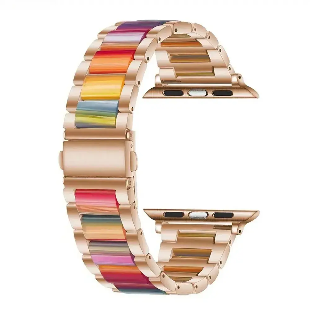 2026 New Adjustable Metal Resin Watch Band - 38-49mm Replacement Strap Compatible With Series 1-11 SE Ultra, Lightweight Personalized Smartwatch Accessory For Daily Casual Use, Summervibes, Watch Strap Only, Accessories