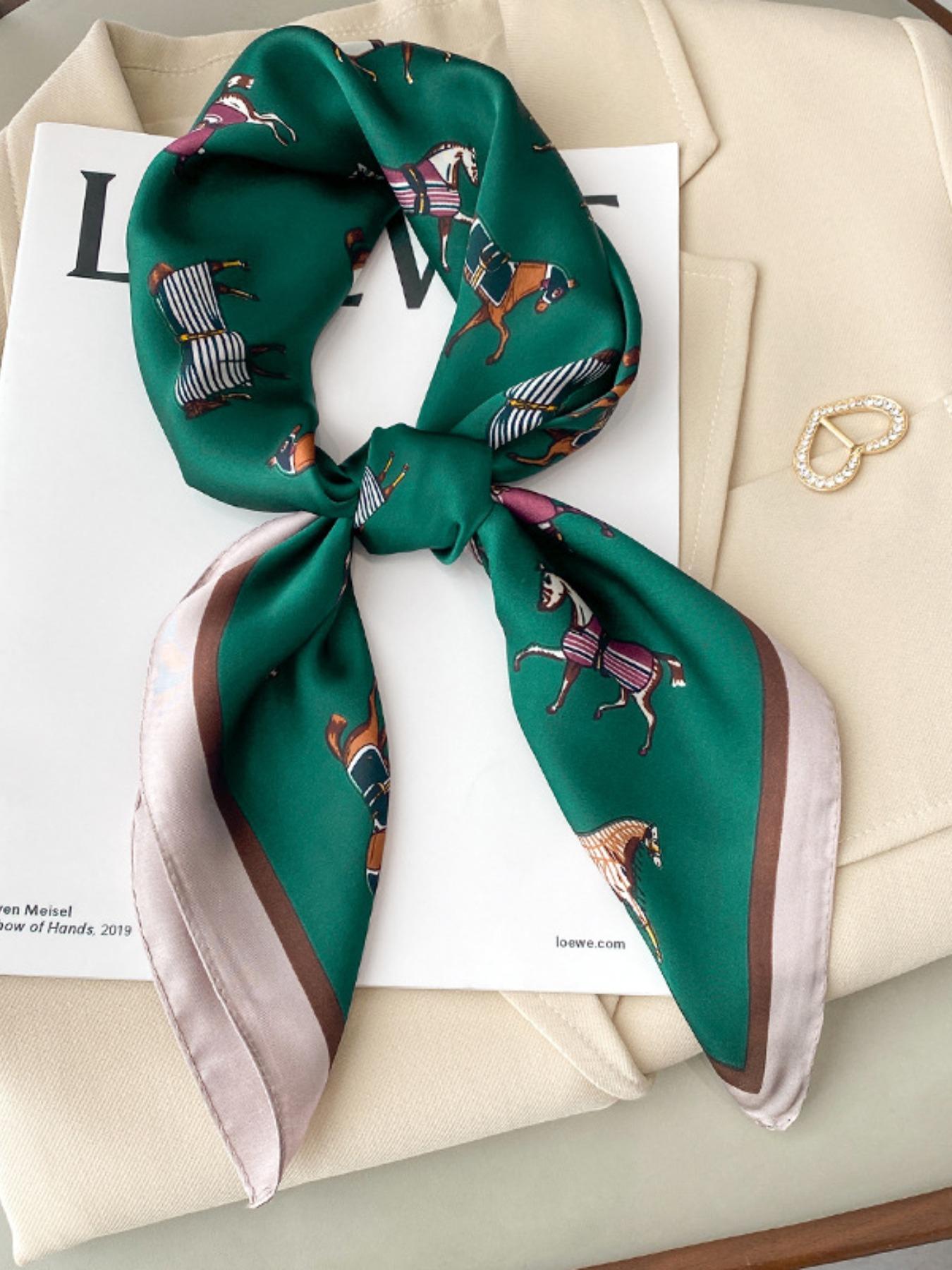 Women's Elegant Animal Print Square Scarf, Fashionable Soft Comfortable Shawl for Daily Wear, Casual Versatile Scarf for Women & Girls