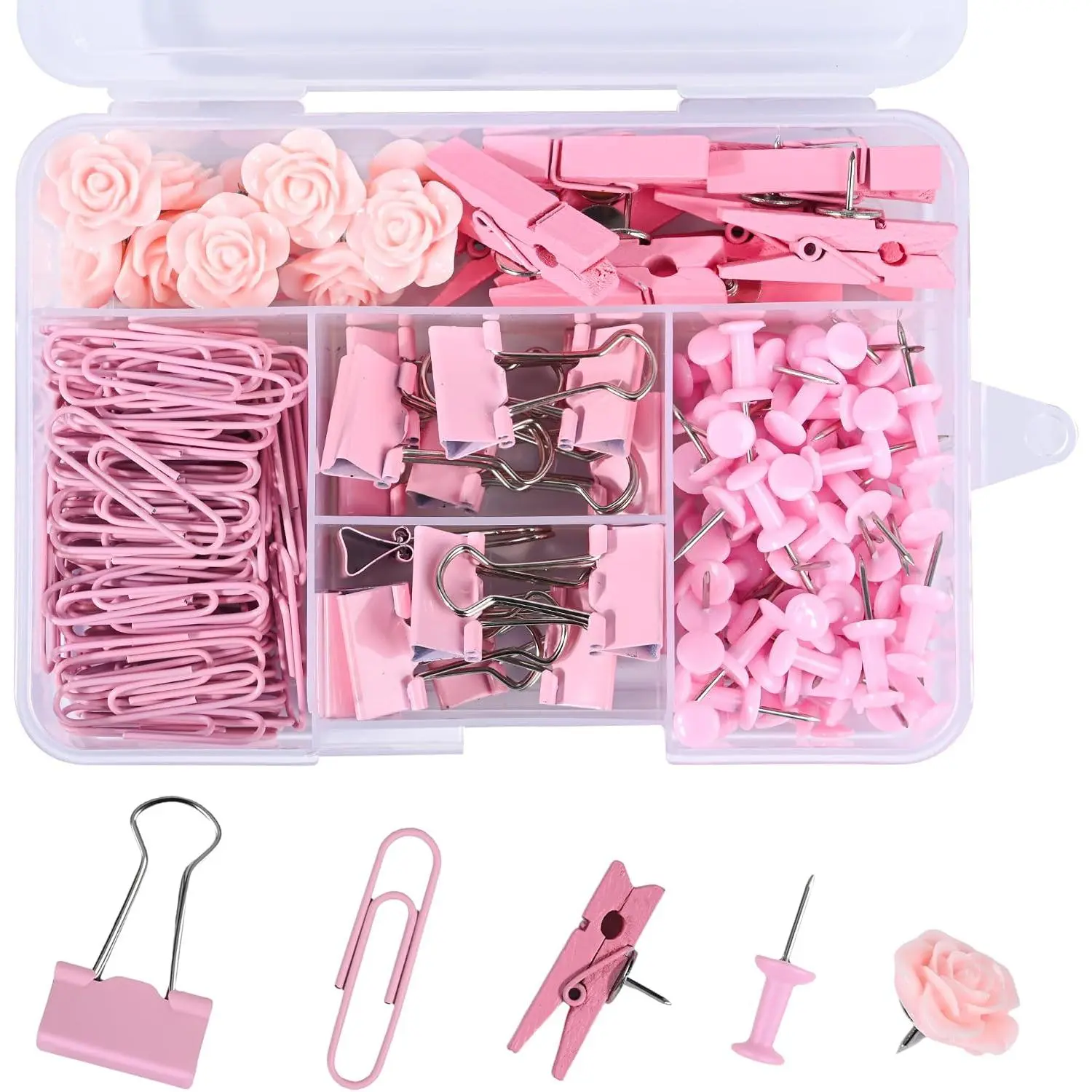 Paper Clips and Binder Clips Small with Decorative Push Pins Cips for School  Office Aesthetic Desk Accessories,220PCS
