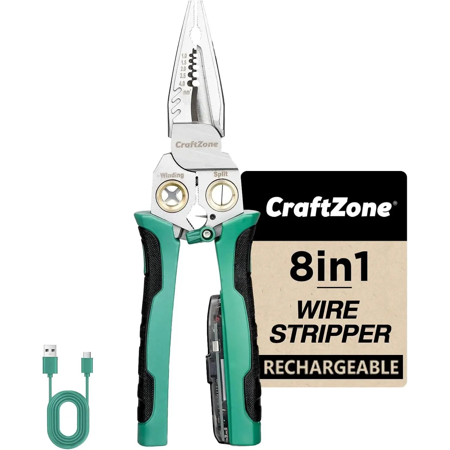 8 in 1 Wire Stripper with Voltage Tester, Multi-function Electric Wire Stripping Tool for Cutting and Pulling Pliers, Pliers for Wire Cutting Stripping Crimping Repair Tool