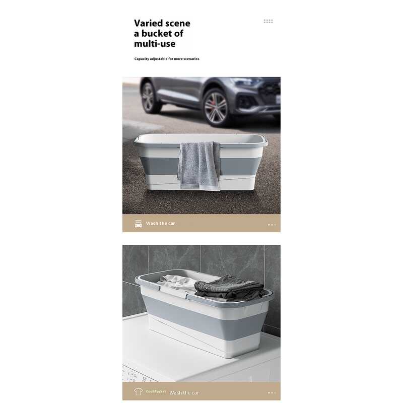Large capacity foldable rectangular mop cleaning bucket lifting type car washing and fishing multifunctional portable bucket