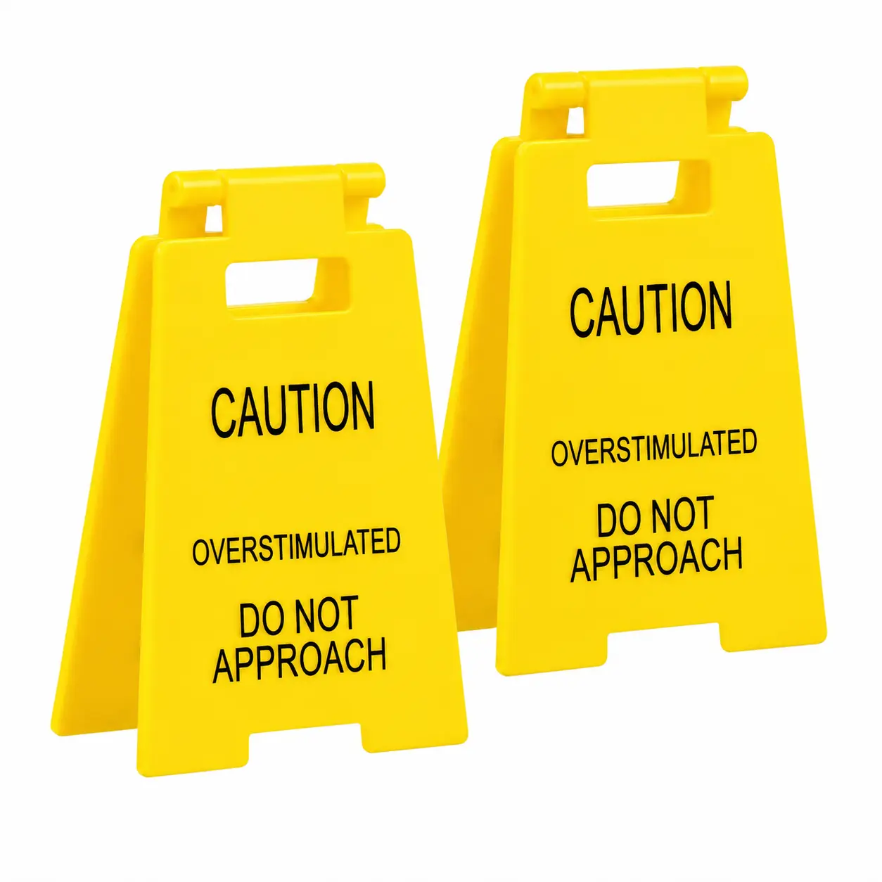 3D-Printed Humorous Desk Sign - Playful 'Caution: Overstimulated' Text Message, Unique Look, Lightweight Durable PLA Plastic, Desk Decor, Team Gift Idea for Home Office Cubicles, Workspace Humor