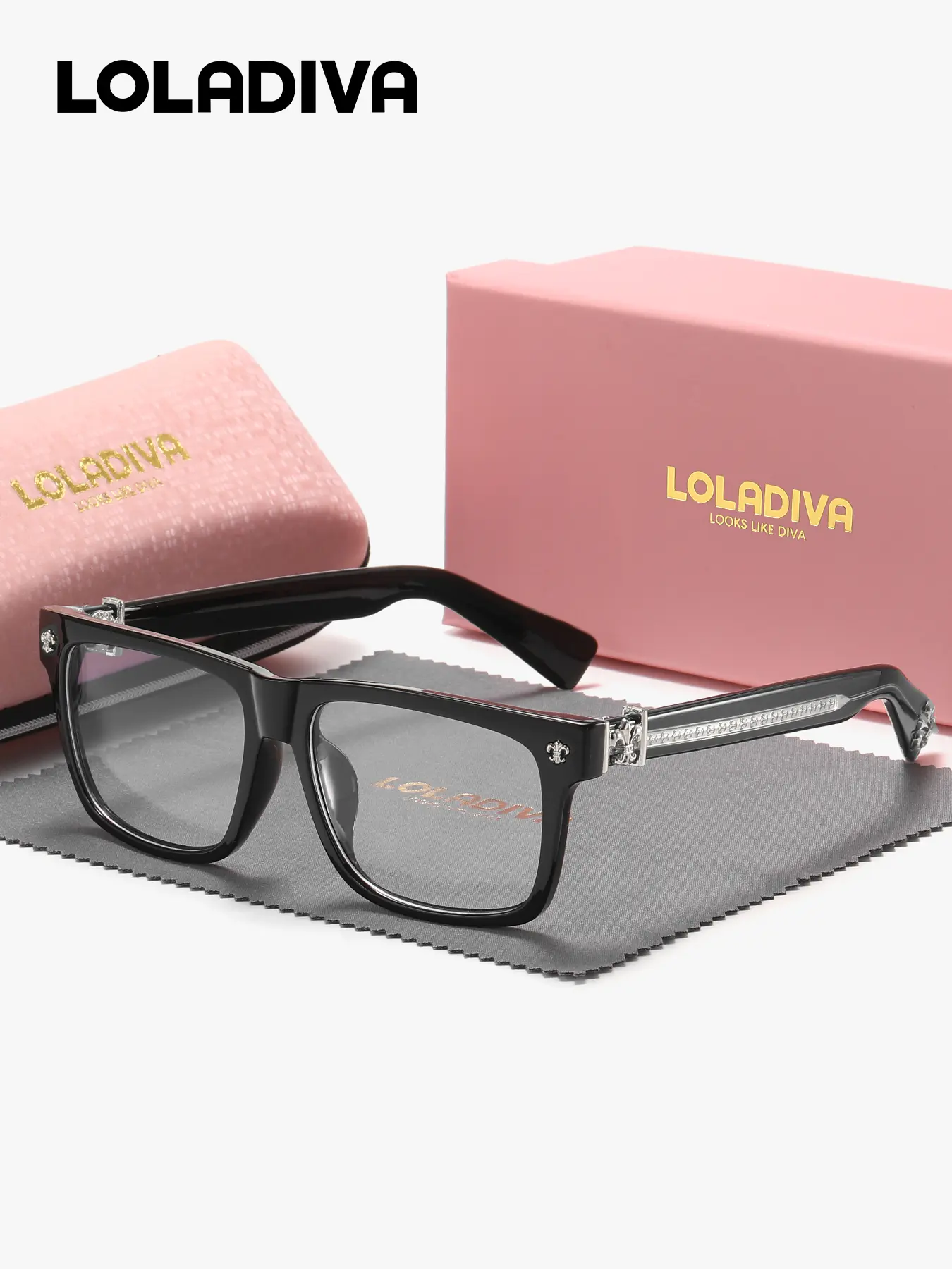 LOLADIVA 1 Piece Unisex Versatile Style Full Frame Plano Glasses Demonstrate Professionalism Square Frame Plaon Glasses