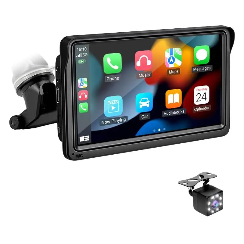 Venbes Universal Car Multimedia Player, Wireless Carplay Android Auto, Touchscreen, Bluetooth-compatible Hands-Free, USB Aux TF Slot