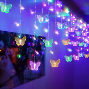 120 LED 20FT Butterfly Curtain Fairy Lights USB Pluged - 8 Modes Starry Twinkle Icicle String Lights with Remote Timer Waterproof for Kids Bedroom Christmas Wedding Party Dorm(Multicolor2)fidget toys