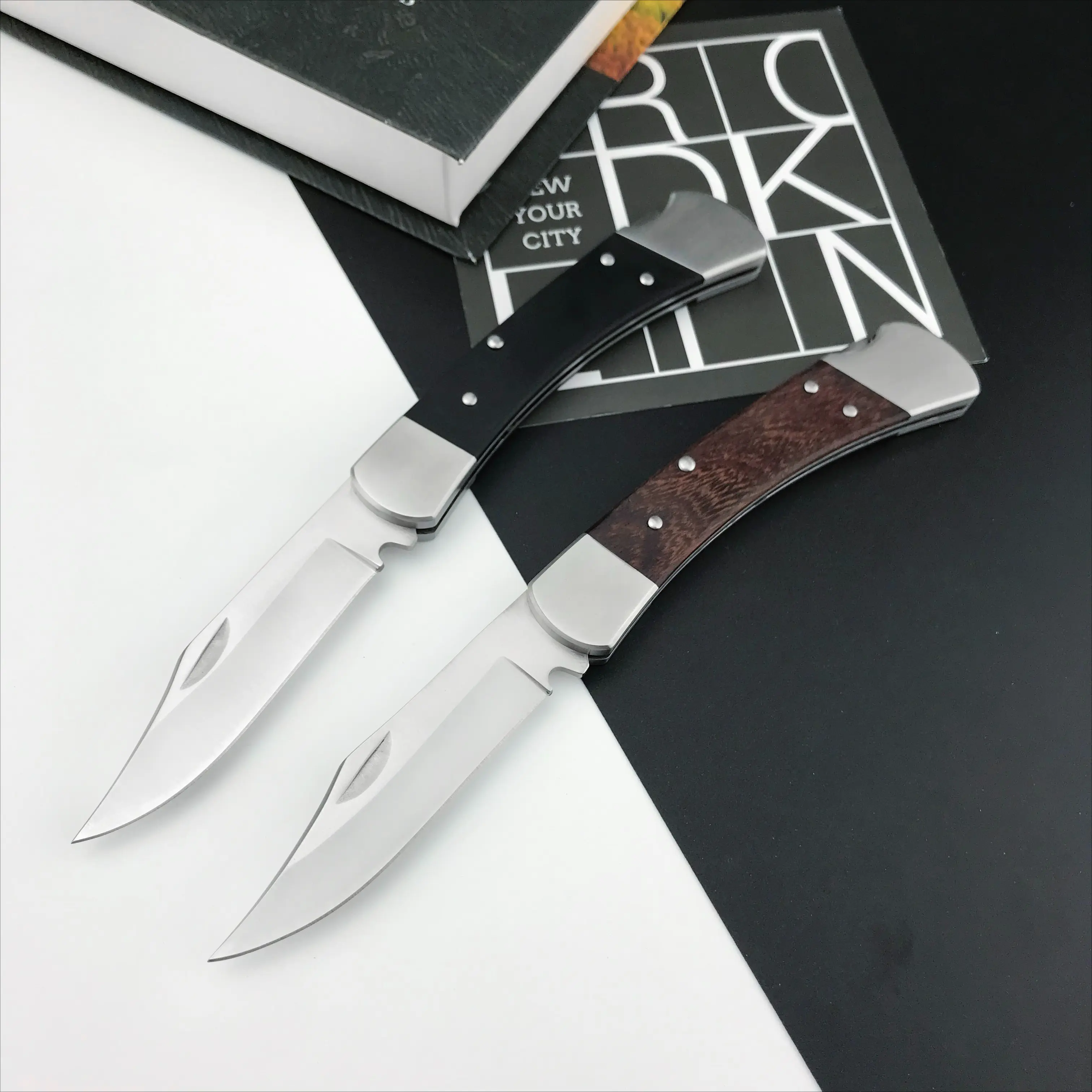 Everyday Carry Fruit Knife Pocket Knife D2 Steel Blade Black G10 Handle Outdoor Camping Fishing and Hiking Tool Gift for Men Includes Leather Sheath EDC Folding Knives
