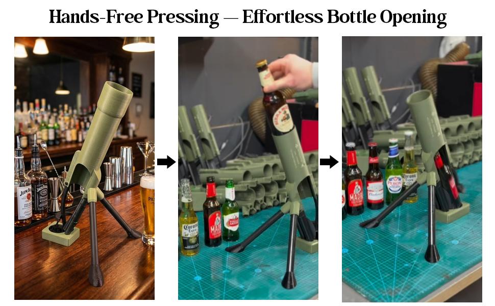 Mortar Bottle Opener Beer Bottle Mortar Opener Tube, 51mm Heavy Duty Tactical Cap Launcher Hands-Free, Funny Beer Bottles Opener For Bars Desks Shelves Home Party Bar Desk Decor
