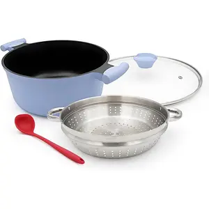 7 QT Large Steamer Pot for Cooking, Nonstick Steaming Pot with Lid & Vegetable Dumpling Steamer Basket, Induction Compatible, PFOA Free
