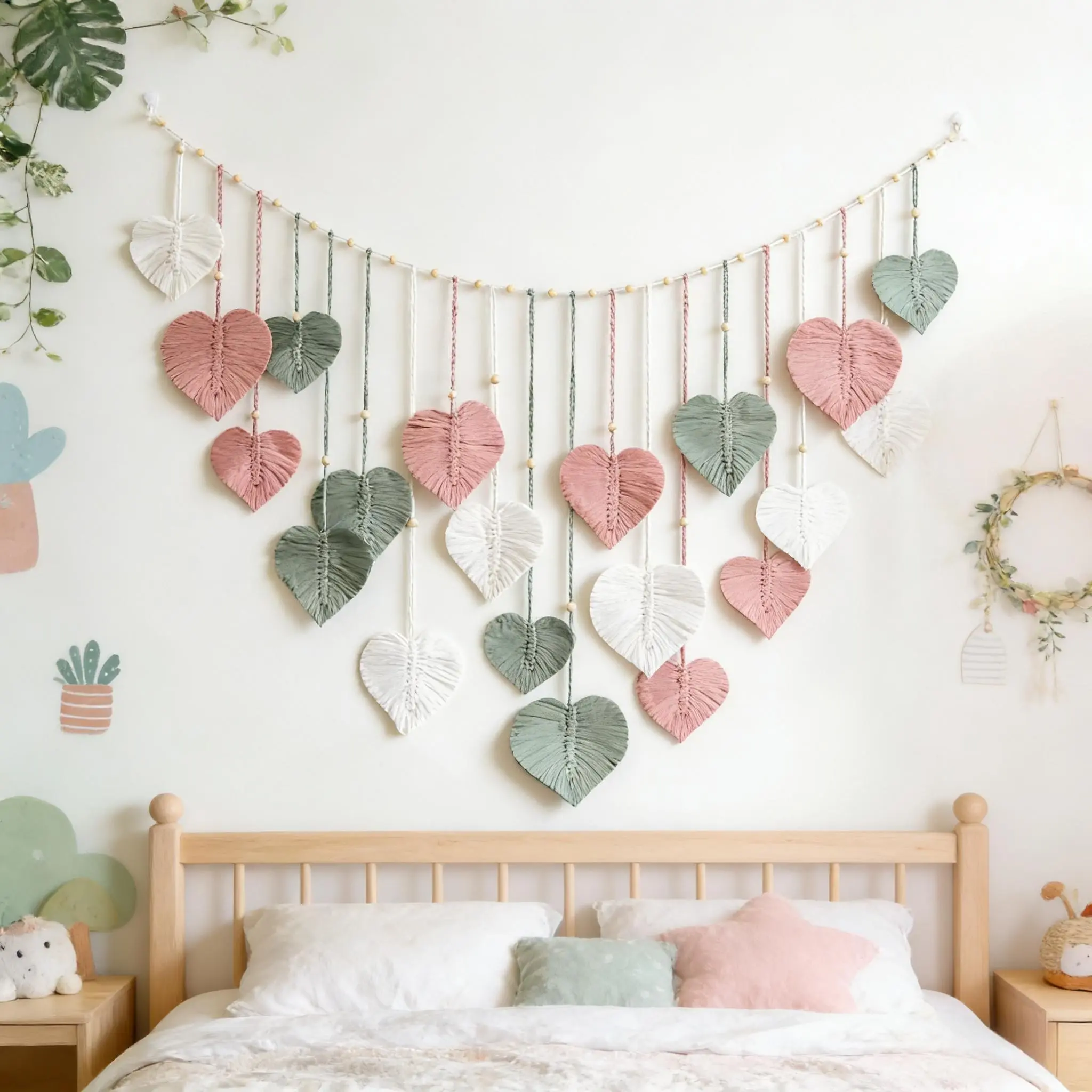 Macrame Home Wall Hanging, Bohemian Style Wall Decor, Handmade Fringe Leaf Fiber Art Tapestry, Living Room Bedroom Headboard Ornament