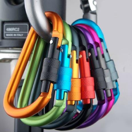 Outdoor mountaineering buckle hook quick hanging D type with lock aluminum alloy extra hard and strong nut keychain backpack water bottle buckle Outdoor mountaineering buckle hook quick hanging D type with lock aluminum alloy extra hard and strong nut keychain backpack water bottle buckle