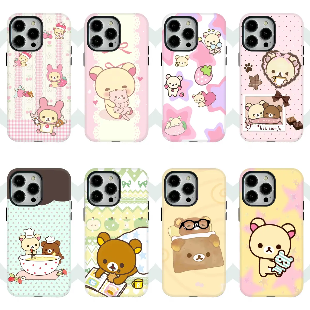 Fashion Rilakkuma Cute Bear Pink Y2K Style Double Shell Protection Magsafe Phone Case for IPhone 17 16 15 14 13 12 11 Pro Max Plus Air Gift Fall Protection