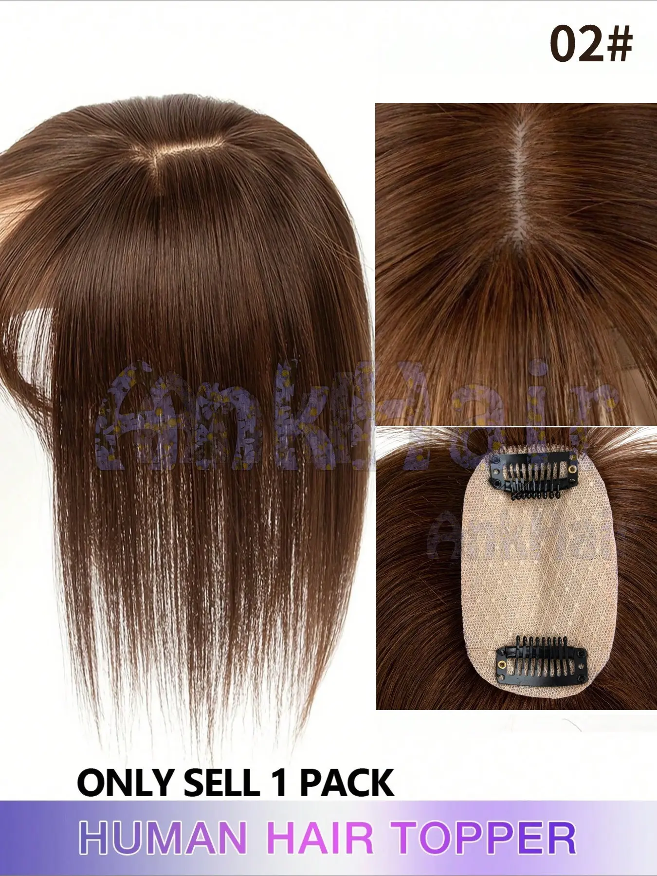 Women's Elegant Handmade Topper Hairpiece, Real Human Hair, Lightweight, Seamless, Volume Enhancer, Hidden Crown Extension, Natural Look