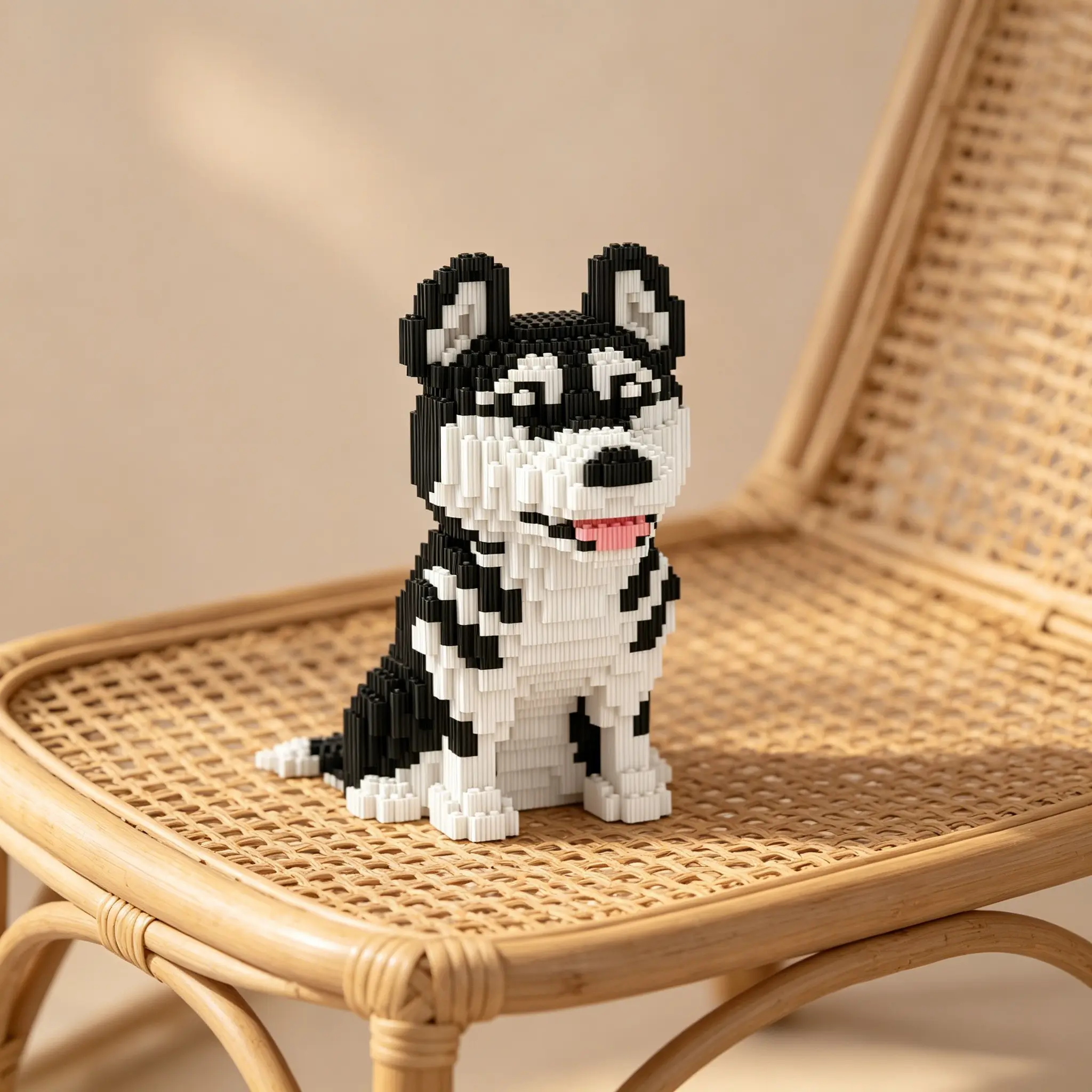 Husky 3D Puzzle Building Block Ornament, Home Office Decor, Party Decoration, Ideal Gift, Handmade Craft, Fine Carving, Lightweight Statue